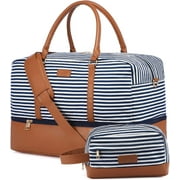 Canvas Weekender Bag, Women Overnight Bag Hospital Carry-on Bag Travel Duffel Tote with Separate Shoes Compartment -Larger \u0026 Waterproof